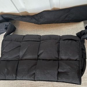 Black Puffer Woven Shoulder Bag